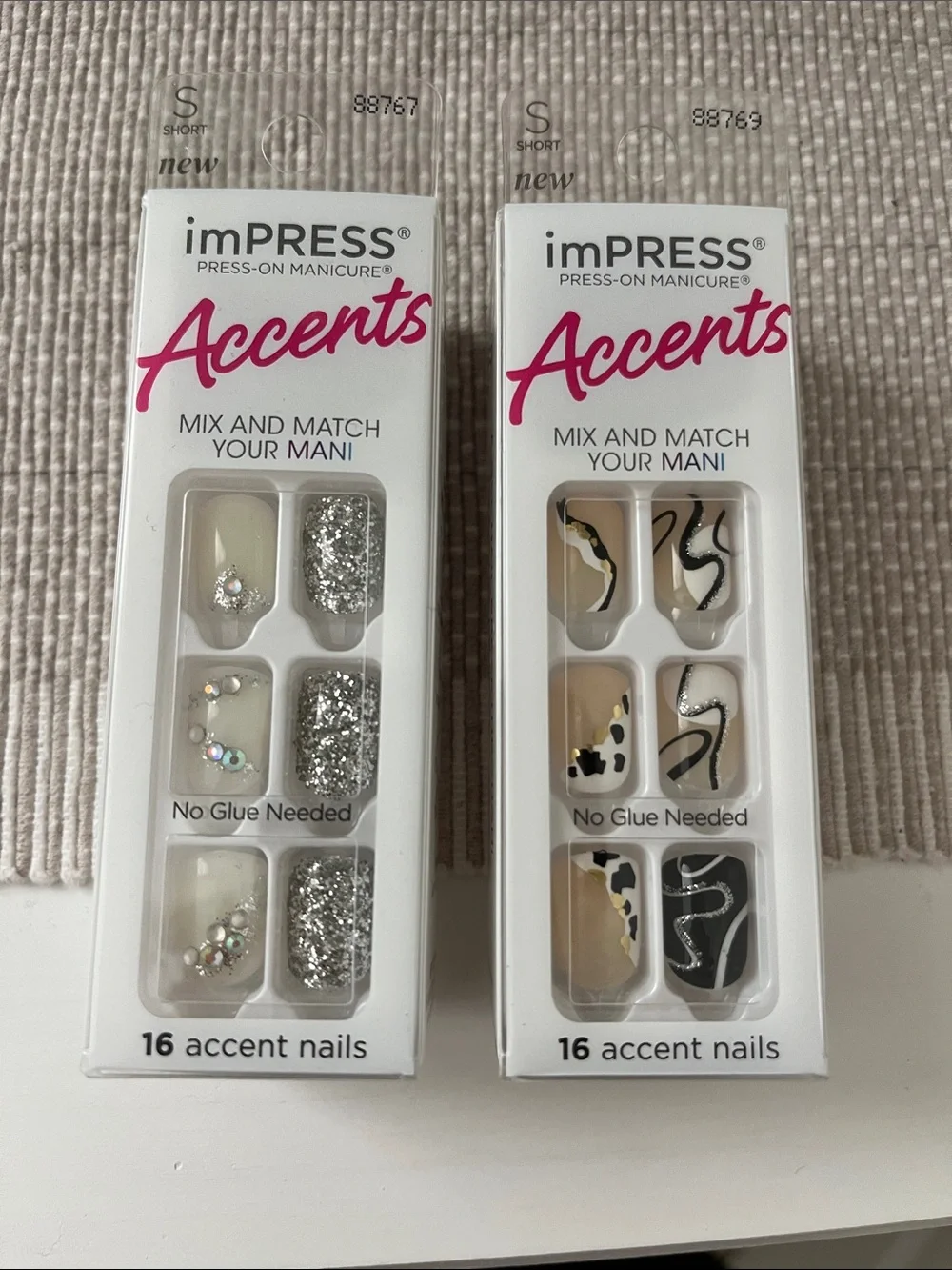 imPRESS Accents Press-On Nails — Silver, Black, Cream